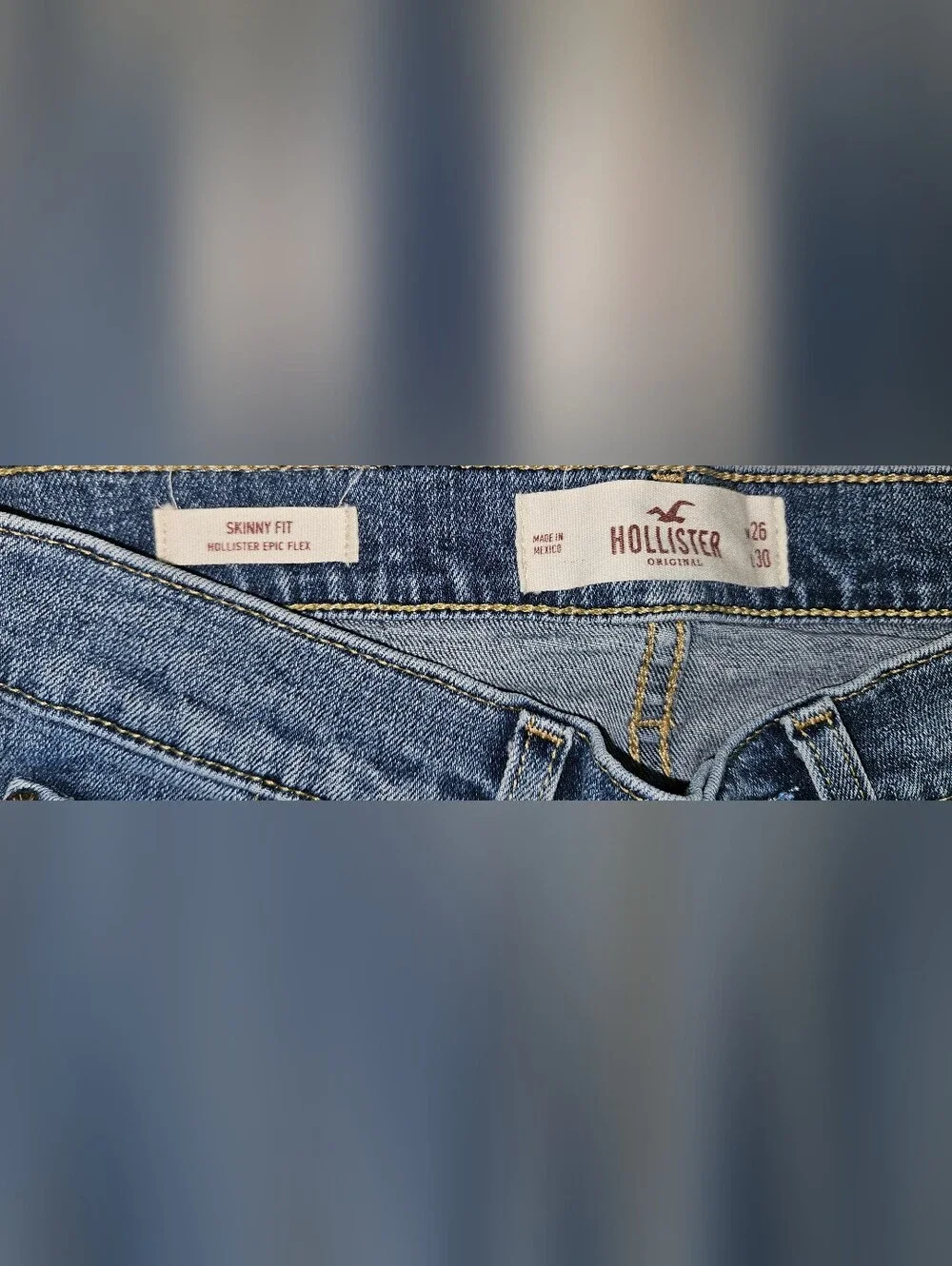 Hollister Skinny Fit Epic Flex Denim Jeans Medium Blue Wash W26 L30